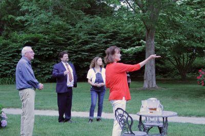 Native Gardens
Tabor Academy alumna Mia Vaughn, Marion’s own Susan Kokkins, and their respective opposites, Gary Sousa and Donn Tyler, act as conflicting couples in the play "Native Gardens" on June 11 in Bicentennial Park. The outdoor play is sponsored by Marion Art Center. Photos by Mick Colageo
