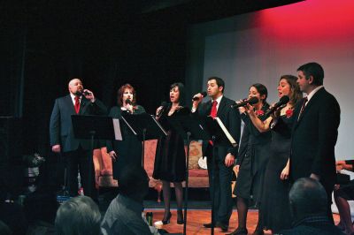 Occasion Singers
Left: The Marion Art Center celebrated Valentines Day a few days early as they welcomed the Occasion Singers for a sold out performance during the center’s Cabaret Night of Love Songs on Saturday evening, February 11. The capacity crowd was treated to a night of jazz, pop, older standards and love songs from the Tri-Town based vocal group. A few lucky patrons were greeted with special Valentine songs and flowers as the group took requests throughout the evening. Photos by Robert Chiarito
