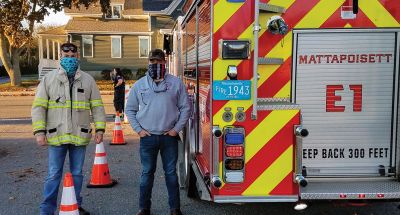 Drive-thru Trick-or-treating
The Mattapoisett Police and Fire Departments held drive-thru trick-or-treating events on Halloween to boost spirits! Photos courtesy Erin O. Bednarczyk
