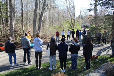 Mattapoisett Land Trust
Tabor Academy students and faculty volunteered to help clear a walking path on a 14-acre property bought last year by the Mattapoisett Land Trust. Photos by Mick Colageo
