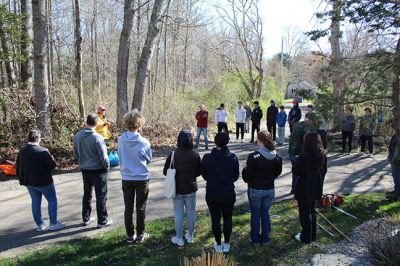 Mattapoisett Land Trust
Tabor Academy students and faculty volunteered to help clear a walking path on a 14-acre property bought last year by the Mattapoisett Land Trust. Photos by Mick Colageo
