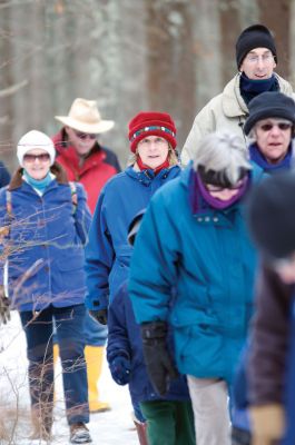 Winter Walk
The Mattapoisett Land Trust members and friends enjoyed a hike through the wintery woods on Saturday, February 12, 2011. The group explored the Brownell parcel, which MLT is planning to acquire this summer. The parcel includes an old blueberry orchard and small streams. Photos by Felix Perez.
