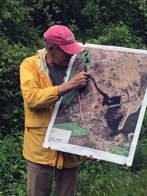 Mattapoisett Land Trust
Mattapoisett Land Trust president Mike Huguenin indicates the riverfront property below Route 6 that the Land Trust plans to add to its holdings and preserve for future generations. Photos courtesy of MLT
