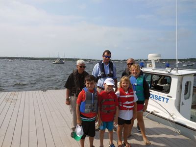 Nature Explorers
MattRec and the Marion Natural History Museum's "Nature Explorer's" group would like to thank Bob Field for sharing some of his aquaculture experience and knowledge, and Mattapoisett Harbormaster Jill Simmons and her crew for allowing our group to get another perspective of Mattapoisett, from the water.

