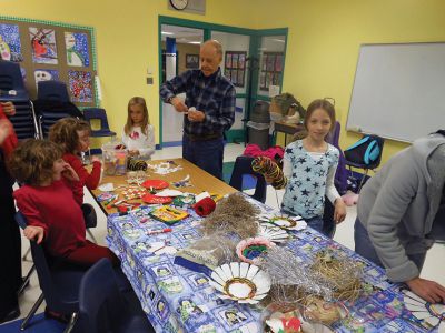 Marion Natural History Museum
On December 12 the Marion Natural History Museum’s afterschool program held it’s annual nature craft party/program.  This year, due to ongoing construction at the Museum the party was held in the Sippican School Community Room.  Students made baskets, ornaments, pincushions and other items from natural materials.  Happy Holidays from the Marion Natural History Museum! Photos courtesy Elizabeth Leidhold
