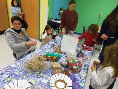 Marion Natural History Museum
On December 12 the Marion Natural History Museum’s afterschool program held it’s annual nature craft party/program.  This year, due to ongoing construction at the Museum the party was held in the Sippican School Community Room.  Students made baskets, ornaments, pincushions and other items from natural materials.  Happy Holidays from the Marion Natural History Museum! Photos courtesy Elizabeth Leidhold
