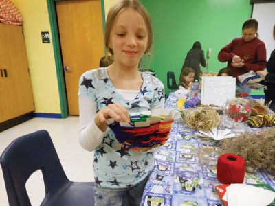 Marion Natural History Museum
On December 12 the Marion Natural History Museum’s afterschool program held it’s annual nature craft party/program.  This year, due to ongoing construction at the Museum the party was held in the Sippican School Community Room.  Students made baskets, ornaments, pincushions and other items from natural materials.  Happy Holidays from the Marion Natural History Museum! Photos courtesy Elizabeth Leidhold
