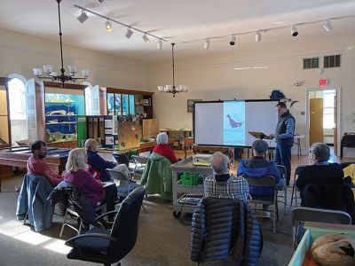 Marion Natural History Museum
The Marion Natural History Museum recently held a workshop on the many apps available to help people identify birds in the field. Justin Barrett, Nasketucket Bird Club president and museum board member, went over how best to use apps from Audubon, Cornell, Sibley and many others. We also learned how to record a bird or birds and have each one identified by call simultaneously. The museum wishes to thank Justin for his interesting presentation, and we look forward to our next walk
