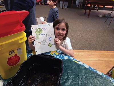 Marion Natural History Museum
On Wednesday, the Marion Natural History Museum after-school group had fun inspecting some of the residents of vernal pools. With the use of magnifying glasses, we studied wood frog and salamander egg masses, log-cabin caddis-fly larvae, tadpoles, and various bugs. All specimens were returned to their original pool and now the students can recognize and, hopefully, protect these animals in the future. We also had a chance to handle some sphagnum moss and took a close look at the plant's structure to see why
