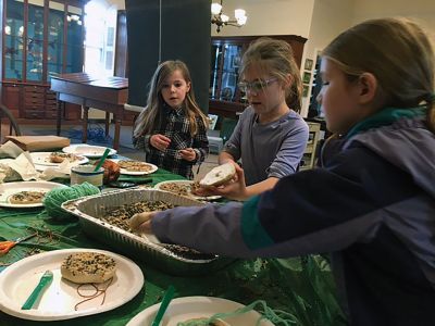 Marion Natural History Museum
On January 24, the Marion Natural History Museum's after-school group investigated different adaptations wild animals make to get through the winter months. We spoke about different types of food sources animals use, as well as their caches/larders and how to identify them in the field. We also had fun working on a bird feeder project to bring home. Next program is February 15 with the Nasketucket Bird Club. To see all our upcoming programs, please visit our website: www.marionmuseum.org. Photos courtesy El
