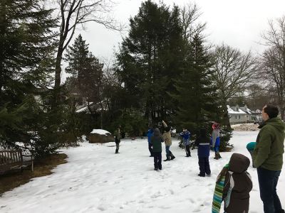 Marion Natural History Museum
The Marion Natural History Museum's after school group learned some tricks to identifying local winter birds with Justin Barrett, president of the Nasketucket Bird Group. Students used binoculars to view robins, cardinals, mourning doves and Canada geese. We also spoke about the Great Backyard Bird Count that took place February 17-20. The museum thanks Justin for sharing his considerable expertise with our group. Photo courtesy of Elizabeth Leidhold
