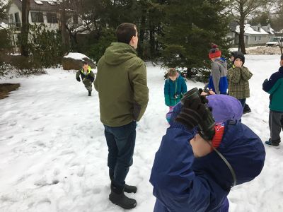 Marion Natural History Museum
The Marion Natural History Museum's after school group learned some tricks to identifying local winter birds with Justin Barrett, president of the Nasketucket Bird Group. Students used binoculars to view robins, cardinals, mourning doves and Canada geese. We also spoke about the Great Backyard Bird Count that took place February 17-20. The museum thanks Justin for sharing his considerable expertise with our group. Photo courtesy of Elizabeth Leidhold
