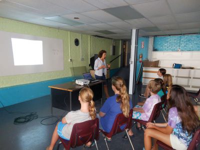 Coastal Explorations II 
Many thanks to Karen Moore Dourdeville for her excellent presentation to the Coastal Explorations II summer program regarding the sea turtles of Buzzards Bay.  The students were able to piece together some of the skeleton of a Loggerhead that washed up in Mattapoisett two years ago.  They hope to be able to reconstruct it for a display in the Museum when it reopens this fall. Photos courtesy Elizabeth Leidhold
