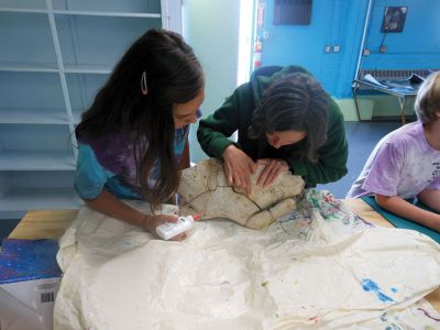 Coastal Explorations II 
Many thanks to Karen Moore Dourdeville for her excellent presentation to the Coastal Explorations II summer program regarding the sea turtles of Buzzards Bay.  The students were able to piece together some of the skeleton of a Loggerhead that washed up in Mattapoisett two years ago.  They hope to be able to reconstruct it for a display in the Museum when it reopens this fall. Photos courtesy Elizabeth Leidhold
