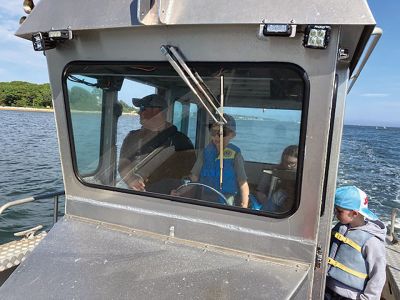 Marion Natural History Museum
The Marion Natural History Museum wishes to thank Officer David Wilson for the trip to view Bird Island to watch some of the unique birds that need the island for nesting. We saw plenty of terns catching fish and an Osprey hover and dive close to Ram Island. Officer Wilson also spent the time to show our kids how to tie up the boat we used and then helped us explore every inch of the patrol boat. Thank you to the Marion Harbormaster's office for allowing us to view the harbor shoreline and see the Bird and 
