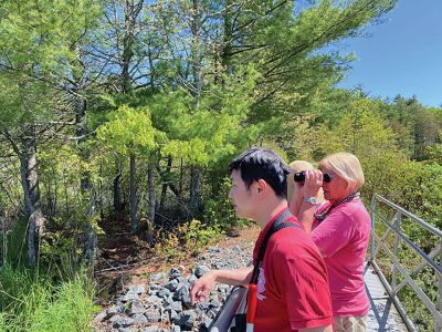Marion Natural History Museum
The Marion Natural History Museum community group had a beautiful time walking through Grassi Bog looking for dragonflies and damselflies on May 22. We found Painted Skimmers, Fragile Forktails and Green Darners as well as several Blue Azure butterflies. Many thanks go to Blake Dinius, entomologist with the Plymouth County Extension Service, for sharing his expertise to make this day extra special for us. Photo courtesy Elizabeth Leidhold
