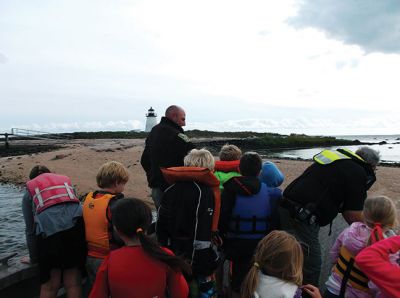 Bird Island Trip
Many thanks to Isaac Perry and Paul Hyde of Marion's Harbormaster department for another informative trip to Bird Island. The Marion Natural History after-school group heard about the history of the lighthouse and the important role the island itself plays in the life history of endangered terns. 
