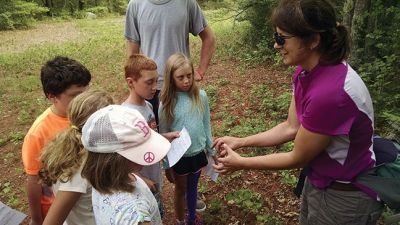 Marion Natural History Museum
The Marion Natural History Museum’s Coastal Explorations group wishes to thank wildlife tracker Jennifer Carlino for showing us a little about different types of wildlife sign. Burrows, tracks, pellets, and scat were all inspected to determine what types of wildlife use Washburn park as their habitat.  Photo courtesy Elizabeth Leidhold
