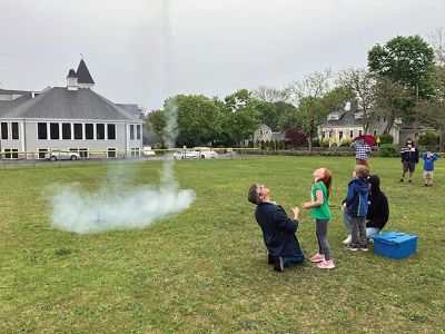 Marion Natural History Museum
The Marion Natural History Museum’s afterschool group had a terrific time constructing their own rockets for launching. This program was so popular it had to be offered twice! The kids had a hands-on introduction to the engineering principles of propulsion and lift. Every rocket managed a successful launch hundreds of feet in the air, and most were safely carried down by the parachutes. The Museum wishes to thank volunteers Mike Cronin and his son Jake for the great program. Photos courtesy Elizabeth Leidho
