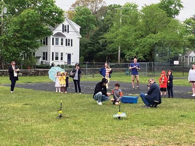 Marion Natural History Museum
The Marion Natural History Museum’s afterschool group had a terrific time constructing their own rockets for launching. This program was so popular it had to be offered twice! The kids had a hands-on introduction to the engineering principles of propulsion and lift. Every rocket managed a successful launch hundreds of feet in the air, and most were safely carried down by the parachutes. The Museum wishes to thank volunteers Mike Cronin and his son Jake for the great program. Photos courtesy Elizabeth Leidho
