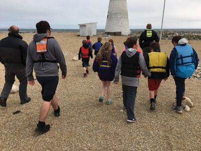 Marion Natural History Museum
The Marion Natural History Museum's afterschool group enjoyed learning the history of the Bird Island lighthouse and viewing the return of the birds to the island. We spotted roseate terns, common terns, oyster catchers, some unhappy Canadian geese, and a nesting mallard duck. We also learned about the recent restoration efforts made by the state Department of Fish and Wildlife to improve drainage and provide adequate nesting habitat for the returning birds. We wish to thank Isaac and Pete of the Marion Har
