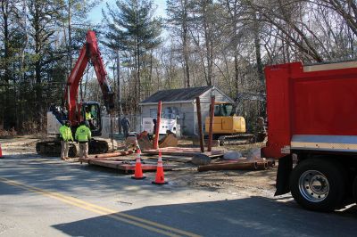 Marion DPW
A sewage main broke off Point Road in Marion on February 3, and on February 4 amidst single-digit temperatures, members of the town’s Department of Public Works were out working to reroute the path of the raw sewage until they could dig at the site on February 5 when the ground was expected to thaw. Photos by Mick Colageo and courtesy of Randy Parker
