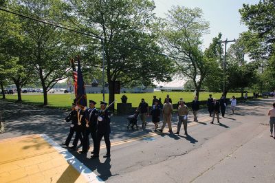 Marion’s Memorial Day
Retired Air Force Major Christopher Bonzagni addressed Marion’s Memorial Day observance at Old Landing. The procession began at the Music Hall and concluded at Old Landing. Photos by Mick Colageo and Robert Pina

