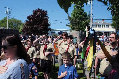 Marion’s Memorial Day
Retired Air Force Major Christopher Bonzagni addressed Marion’s Memorial Day observance at Old Landing. The procession began at the Music Hall and concluded at Old Landing. Photos by Mick Colageo and Robert Pina
