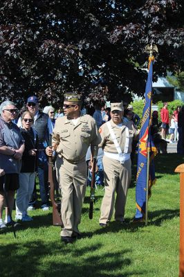 Marion’s Memorial Day Remembrances
Young and old participated in Marion’s Memorial Day Remembrances held at the Music Hall and Old Landing. Old Rochester junior Emerson Roy of Fairhaven sang “God Bless America,” ORR eighth-grader Sophie Zhou of Marion read The Gettysburg Address, and joining the march were the Sippican School Marching Band and Portuguese American Band, and the Cub Scouts, Boy Scouts and Girl Scouts of Marion, who led the Pledge of Allegiance. Tabor Academy sophomore Gia Boyd of Marion read “In Flanders Fields,” and Air Force
