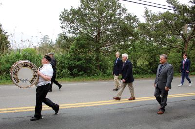 Town of Marion Memorial Day
Army veteran Charles Brown was the keynote speaker as the Town of Marion held its Memorial Day remembrance ceremonies on Monday morning with a procession from the Music Hall up Front Street to Old Landing, where Air Force Technical Sergeant Mandy Givens served as master of ceremonies that included an invocation by the Reverend Eric Osterday, the reading of “The Gettysburg Address” by Old Rochester Regional High School sophomore Amanda Tomasso of Mattapoisett, the reading of “In Flanders Fields” 
