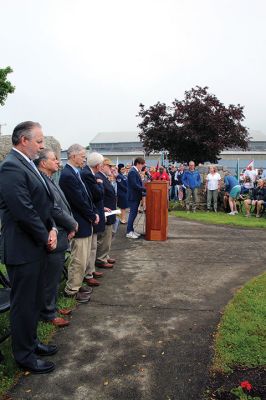 Town of Marion Memorial Day
Army veteran Charles Brown was the keynote speaker as the Town of Marion held its Memorial Day remembrance ceremonies on Monday morning with a procession from the Music Hall up Front Street to Old Landing, where Air Force Technical Sergeant Mandy Givens served as master of ceremonies that included an invocation by the Reverend Eric Osterday, the reading of “The Gettysburg Address” by Old Rochester Regional High School sophomore Amanda Tomasso of Mattapoisett, the reading of “In Flanders Fields” 
