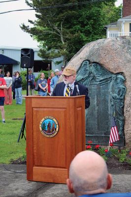 Town of Marion Memorial Day
Army veteran Charles Brown was the keynote speaker as the Town of Marion held its Memorial Day remembrance ceremonies on Monday morning with a procession from the Music Hall up Front Street to Old Landing, where Air Force Technical Sergeant Mandy Givens served as master of ceremonies that included an invocation by the Reverend Eric Osterday, the reading of “The Gettysburg Address” by Old Rochester Regional High School sophomore Amanda Tomasso of Mattapoisett, the reading of “In Flanders Fields” 
