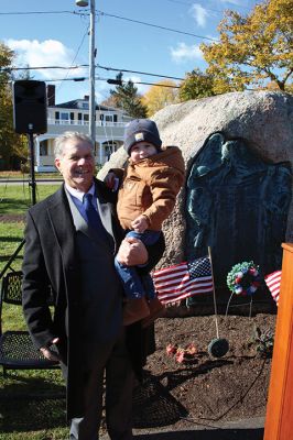 Veterans Day
Peter O'Brien, Marine Corps Master Gunnery Sergeant, Operations Chief, gave the keynote address during Saturday’s Veterans Day ceremony held by the Town of Marion at Old Landing Veterans Park on Front Street. The Sippican Elementary School Band, led by Mrs. Hannah Moore, performed selections of patriotic music. Photos by Mick Colageo
