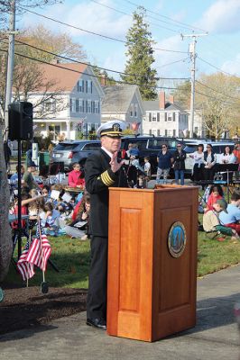 Marion Veterans Day 
The Town of Marion held Veterans Day ceremonies at Old Landing, where Marion resident and retired Navy Captain William J. Hollman gave the keynote address. Presiding was the Benjamin D. Cushing VFW Post 2425 Color Guard. The community also heard from Old Rochester Regional High School freshman James Devoll, who read the Governor's Proclamation, along with Town Administrator Geoff Gorman, Select Board Chairman Norm Hills, Reverend Eric W. Osterday, and the Sippican Elementary School band 

