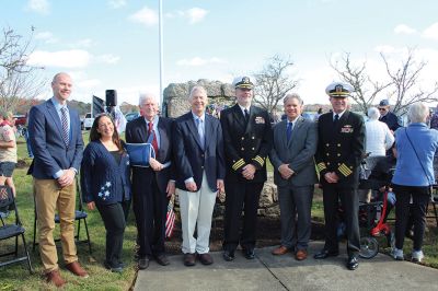 Marion Veterans Day 
The Town of Marion held Veterans Day ceremonies at Old Landing, where Marion resident and retired Navy Captain William J. Hollman gave the keynote address. Presiding was the Benjamin D. Cushing VFW Post 2425 Color Guard. The community also heard from Old Rochester Regional High School freshman James Devoll, who read the Governor's Proclamation, along with Town Administrator Geoff Gorman, Select Board Chairman Norm Hills, Reverend Eric W. Osterday, and the Sippican Elementary School band 
