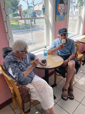 Cape Cod Canal Cruise
Shirley MacDougall, left, and Jeannie Lake enjoy a Cape Cod Canal Cruise with the Waterfront Memory Café, while Ann Bruno and Michael Voss enjoy ice cream afterward. The July 12 trip was made possible through a $2,000 grant received by the Marion Council on Aging from the I'm Still Here foundation. Photos courtesy Marion COA
