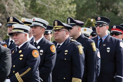 Marion Fire Department 
Sunday was a solemn day for the Tri-Town and its first responders as many gathered to honor Thomas Nye, 72, a 45-year veteran of the Marion Fire Department who died February 27 in the line of duty. Over 100 firefighters, police officers, and EMS personnel from the Tri-Town and beyond marched together down Route 6 in Mattapoisett on March 3 to pay their respects to their fallen comrade who suffered a cardiac arrest at home after assisting in a fire call the night before. Photos by Jean Perry
