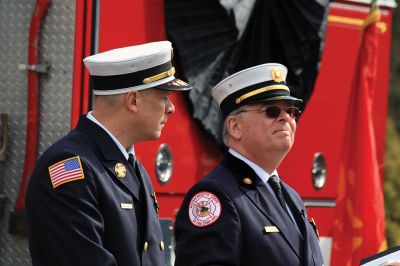 Marion Fire Department 
Sunday was a solemn day for the Tri-Town and its first responders as many gathered to honor Thomas Nye, 72, a 45-year veteran of the Marion Fire Department who died February 27 in the line of duty. Over 100 firefighters, police officers, and EMS personnel from the Tri-Town and beyond marched together down Route 6 in Mattapoisett on March 3 to pay their respects to their fallen comrade who suffered a cardiac arrest at home after assisting in a fire call the night before. Photos by Jean Perry
