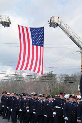 Marion Fire Department 
Sunday was a solemn day for the Tri-Town and its first responders as many gathered to honor Thomas Nye, 72, a 45-year veteran of the Marion Fire Department who died February 27 in the line of duty. Over 100 firefighters, police officers, and EMS personnel from the Tri-Town and beyond marched together down Route 6 in Mattapoisett on March 3 to pay their respects to their fallen comrade who suffered a cardiac arrest at home after assisting in a fire call the night before. Photos by Jean Perry
