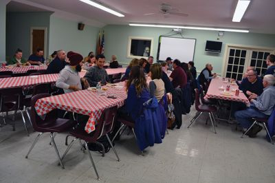 Marion Firefighter’s Association 
The Marion Firefighter’s Association held a spaghetti dinner fund raiser on Saturday. Chief Joyce is seen above serving up the good stuff. Photo by Jean Perry
