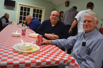 Marion Firefighter’s Association 
The Marion Firefighter’s Association held a spaghetti dinner fund raiser on Saturday. Chief Joyce is seen above serving up the good stuff. Photo by Jean Perry
