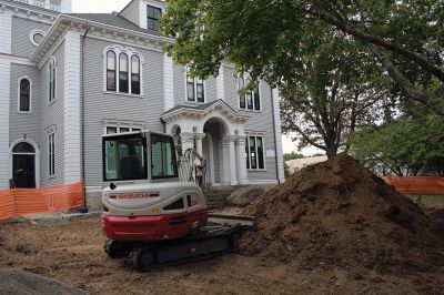 Marion Town House
The front entrance to the Marion Town House was well under repair on Tuesday, amidst a makeover made possible when the Sippican Historical Society donated a restoration project that could cost up to $250,000. Photo by Mick Colageo
