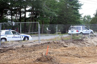 Police Station Ground Breaking
Construction on the new Marion Police Station officially began on September 8, 2009 with a groundbreaking ceremony. Among those present were Police Chief Lincoln Miller, Chairman of the Board of Selectmen Stephen Cushing, Selectmen Roger Blanchette and Jonathan Henry, Project Manager Rick Pomeroy, Architect Brian Humes, Building Committee Chairman Dale Jones, and Jonathan Scully of B.C. Construction. Photo by Anne O'Brien-Kakley
