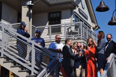 Marion Maritime Center
On Tuesday morning, the ribbon was cut on Marion’s new Maritime Center. Town Administrator Geoffrey Gorman, State Representative Mark Sylvia, State Senator Kelly Dooner, Executive Office of Economic Development Interim Secretary Ashley Stolba, and Select Board Chair Randy Parker all spoke before the cutting, with Parker handing the big scissors off to the Stolba and Dooner to do the actual grand opening. Photos by Sam Bishop
