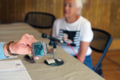 Antique Show
The Sippican Historical Society hosted a fundraiser heirloom discovery/antiques appraisal at the Marion Music Hall on June 27. Featured appraisers Frank McNamee and Jim Gahan examined a number of pieces of art, jewelry, and artifacts throughout the morning. Photos by Colin Veitch
