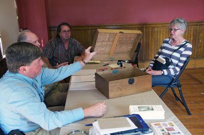 Antique Show
The Sippican Historical Society hosted a fundraiser heirloom discovery/antiques appraisal at the Marion Music Hall on June 27. Featured appraisers Frank McNamee and Jim Gahan examined a number of pieces of art, jewelry, and artifacts throughout the morning. Photos by Colin Veitch
