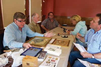 Antique Show
The Sippican Historical Society hosted a fundraiser heirloom discovery/antiques appraisal at the Marion Music Hall on June 27. Featured appraisers Frank McNamee and Jim Gahan examined a number of pieces of art, jewelry, and artifacts throughout the morning. Photos by Colin Veitch
