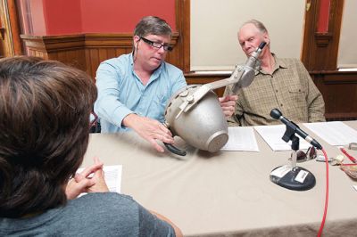 Antique Show
The Sippican Historical Society hosted a fundraiser heirloom discovery/antiques appraisal at the Marion Music Hall on June 27. Featured appraisers Frank McNamee and Jim Gahan examined a number of pieces of art, jewelry, and artifacts throughout the morning. Photos by Colin Veitch
