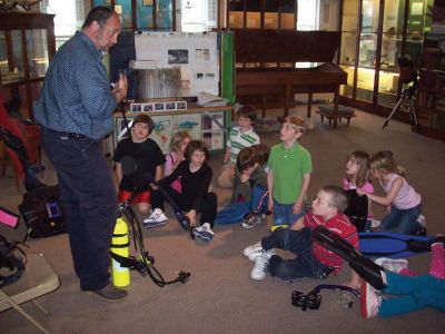 Deep Sea Diver
Vincent Malkoski of the Div. of Marine Fisheries recently presented an after school program on Deep Sea Diving at the Marion Natural History Museum Photo by Elizabeth Leidhold.
