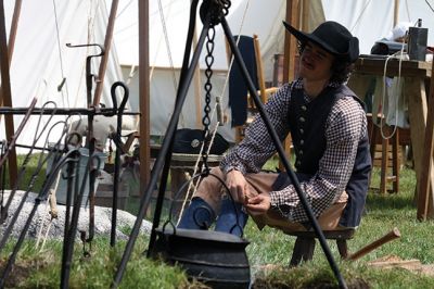 Living History 
It looked like July 8, 1776 at Silvershell Beach in Marion this past Saturday. Folks from the Fairhaven Village Militia and Wareham Militia Group in conjunction with Marion Recreation and the Marion Cultural Council took spectators back in time to Colonial Massachusetts during a weekend-long encampment at the beach. Participants in olde-tyme apparel demonstrated what life was like in the 1770s during the Revolutionary War through demonstrations of drilling, cooking, and flintlock musket use. Photos by Jean 
